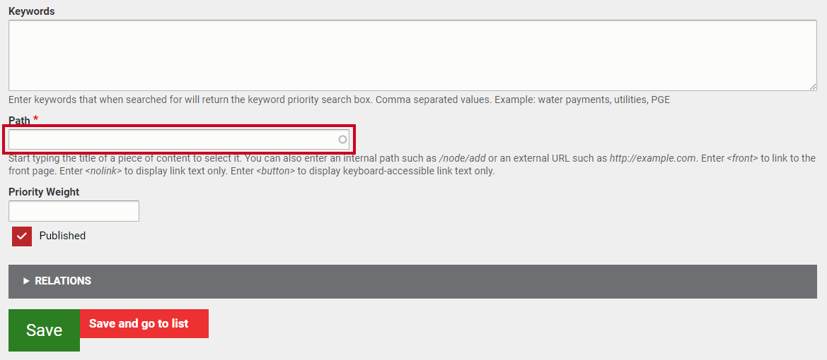The text entry field labeled Path.