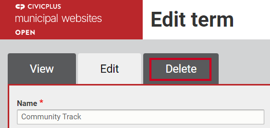 The tab labeled Delete.