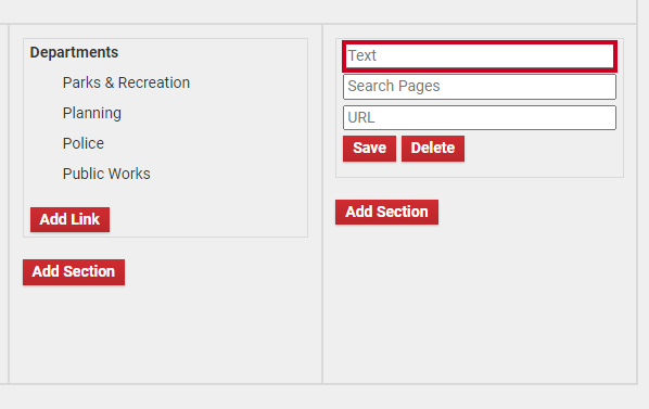 The text entry field labeled Text.