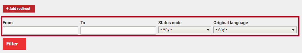 The search filters labeled From, To, Status code, and Original language.