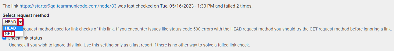 The drop down manu labeled Select request method.