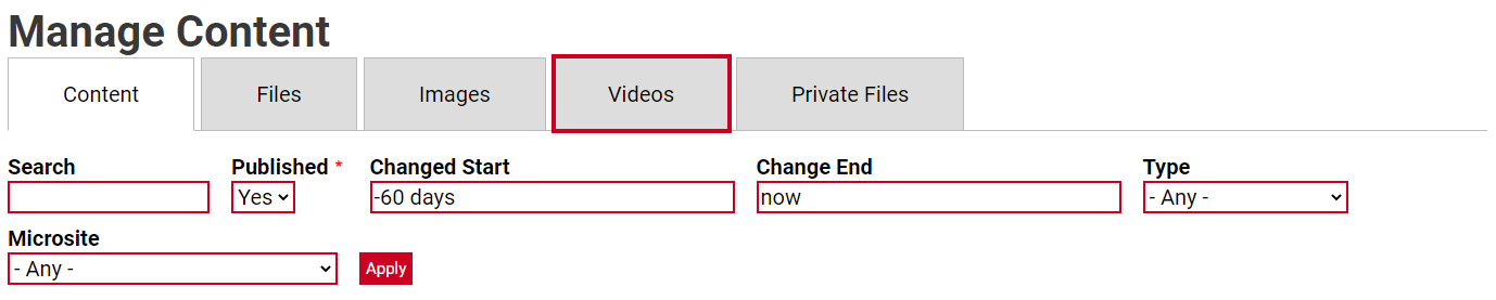 The tab labeled Videos.