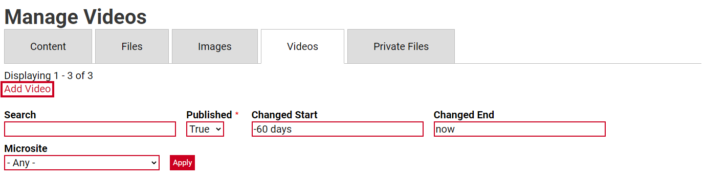 The hyperlink labeled Add Video.