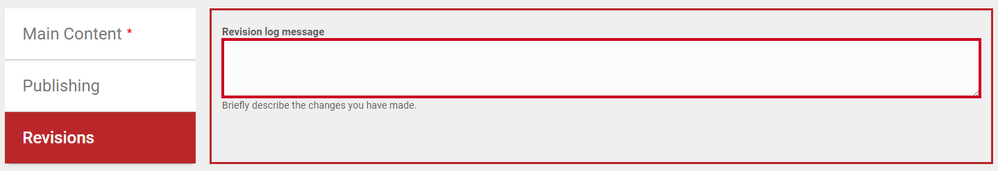 The text entry field labeled Revision log message.