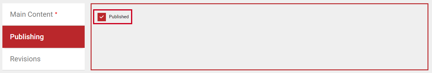 The check box to the left of the word Published.