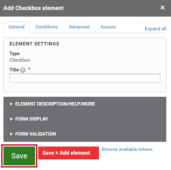 The green button labeled Save.