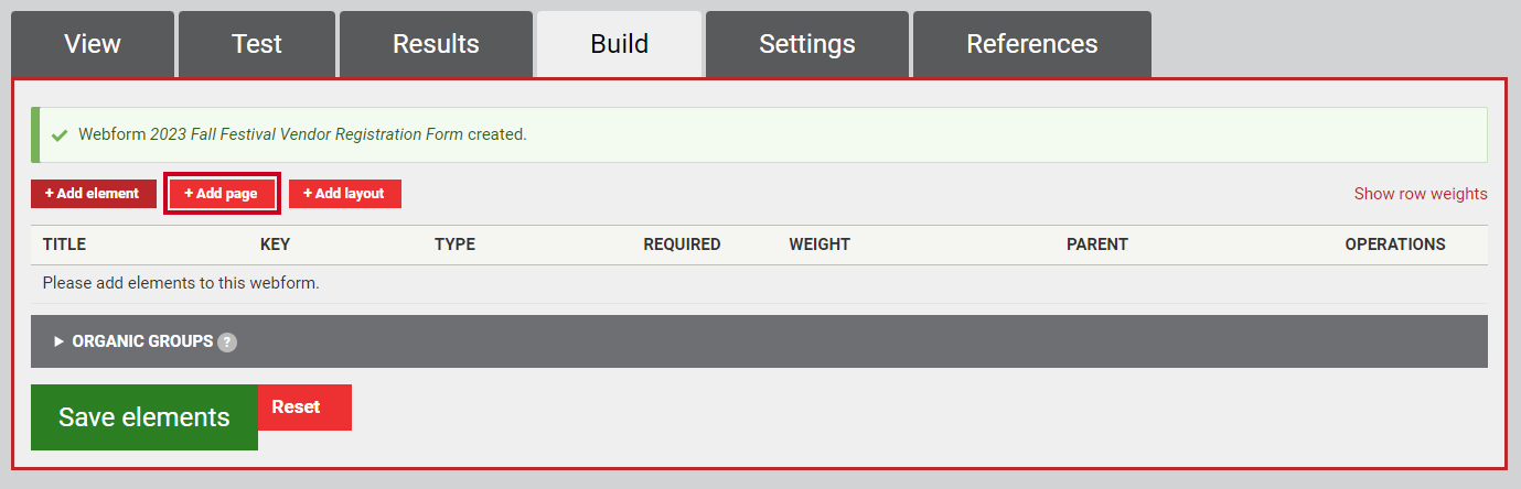 The button labeled Add page with a plus sign in the upper right.
