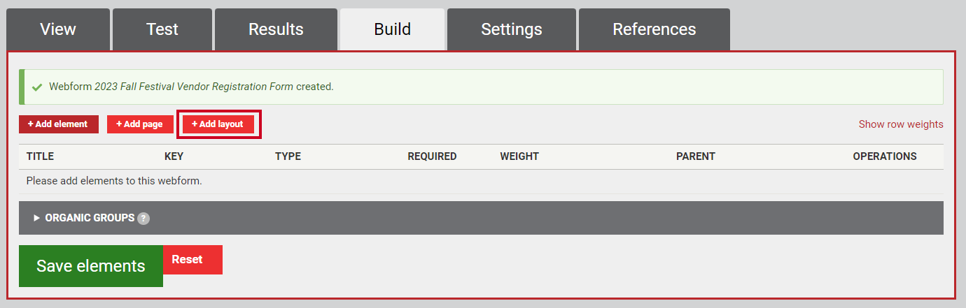 The button in the upper right labeled Add layout with a plus sign.