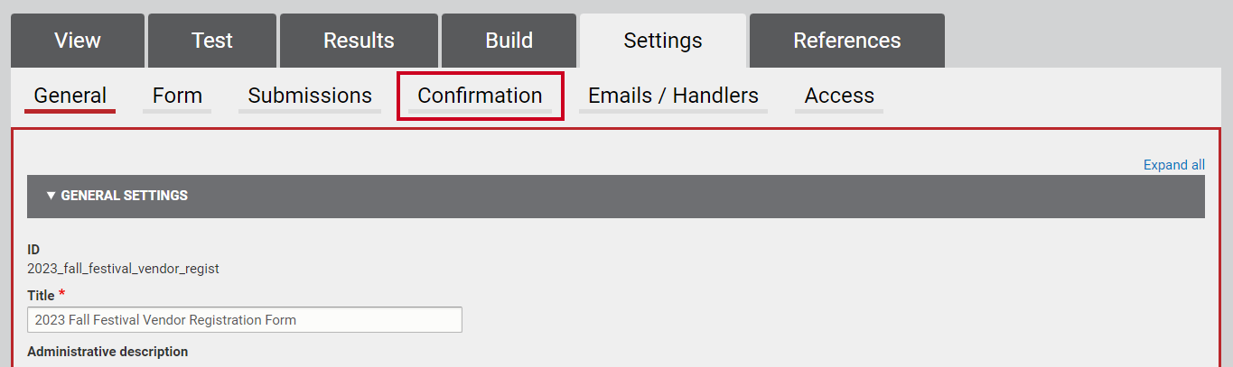The tab labeled Confirmation.
