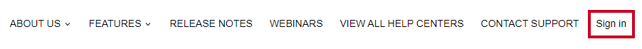 The sign in link in the header.
