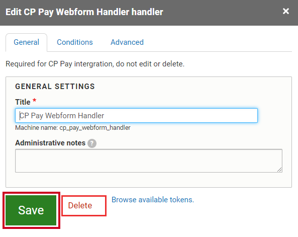 The green button labeled Save.