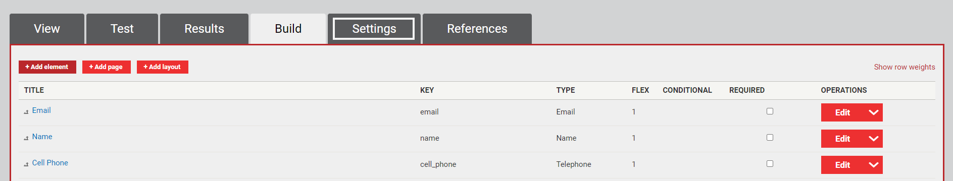 The tab labeled Settings.