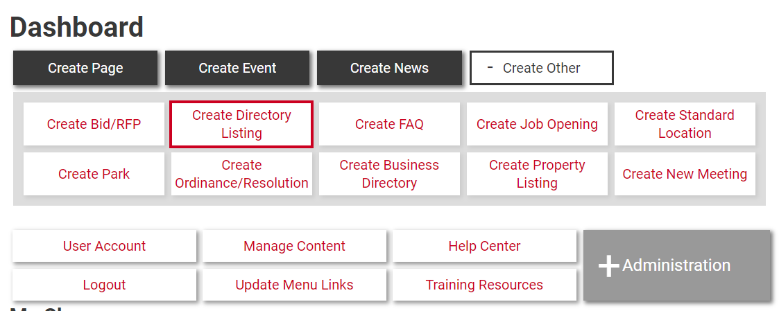 The URL link labeled Create Directory Listing.