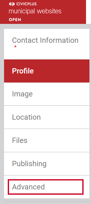 The tab labeled Advanced in the left hand navigation menu.
