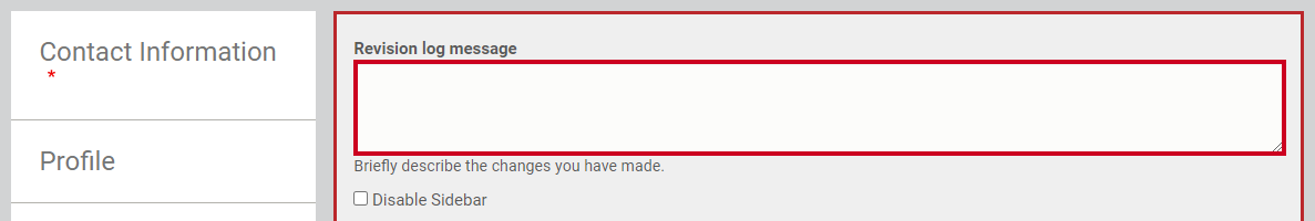 The text entry field labeled Revision log message.