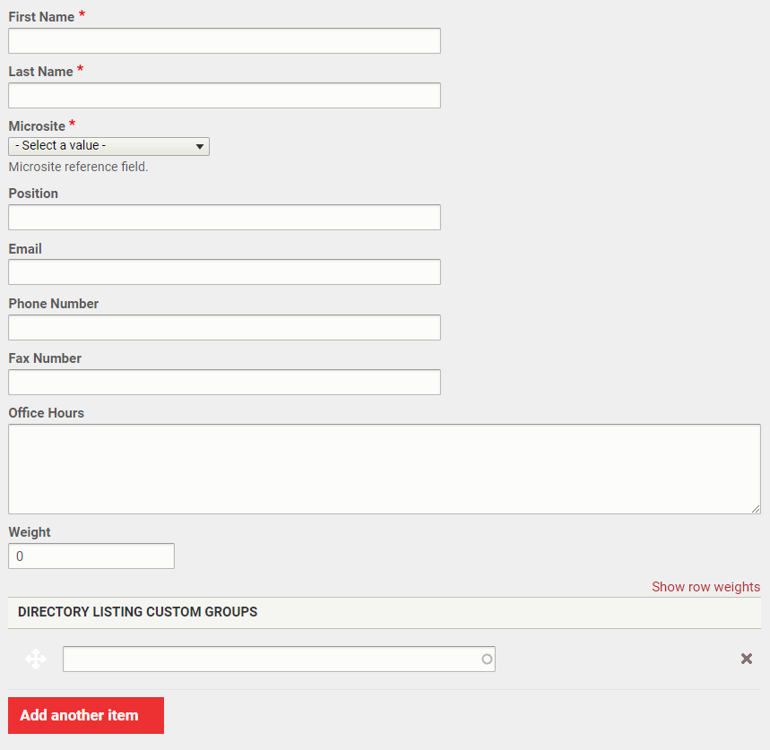 The text entry fields in the Contact Information tab.