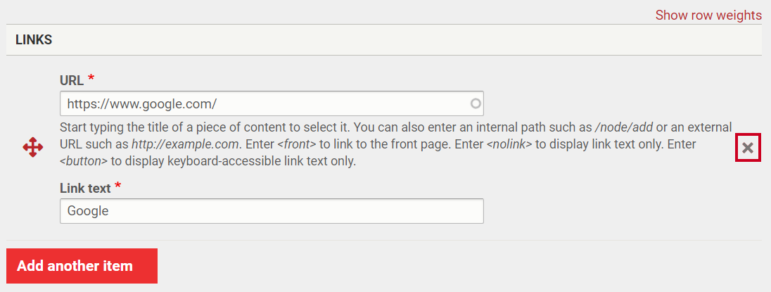 The X icon to the right of the URL text entry field.