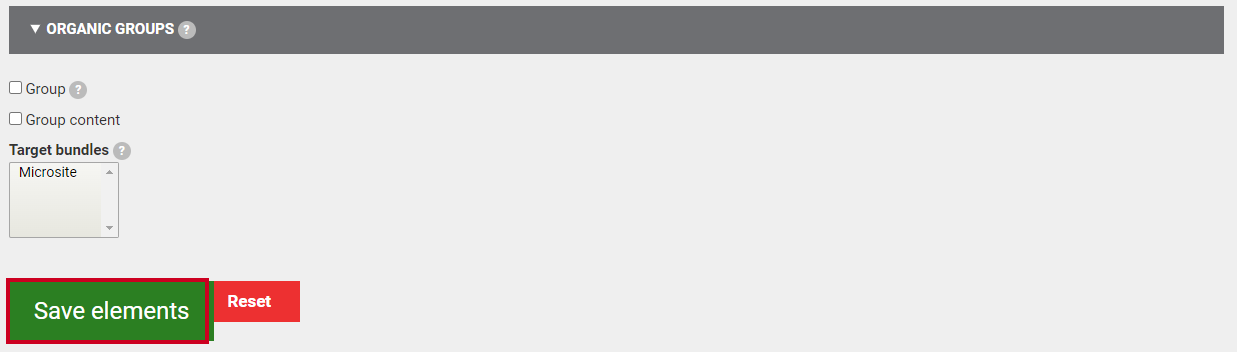 The green button labeled Save Elements at the bottom of the page.