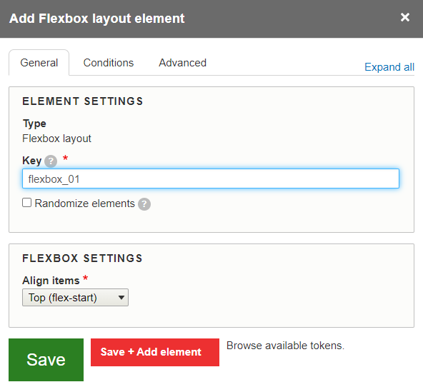 The text setting fields present for a layout in a webform.