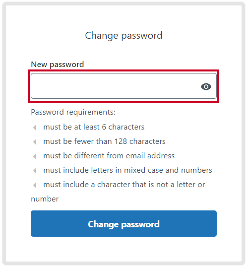 The text entry field beneath the New password header.