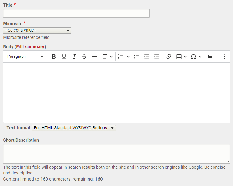 Web Open Create Page Basic Information Fields