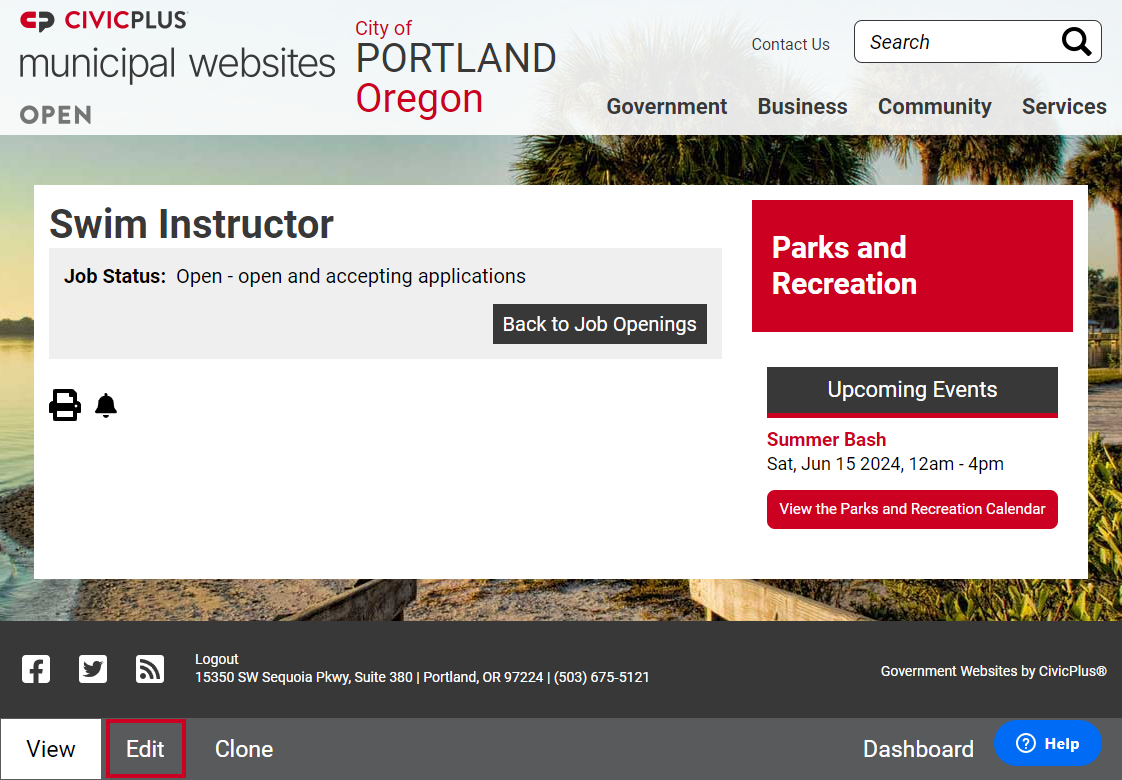 The button labeled Edit near the bottom left of the screen, to the right of the View button.