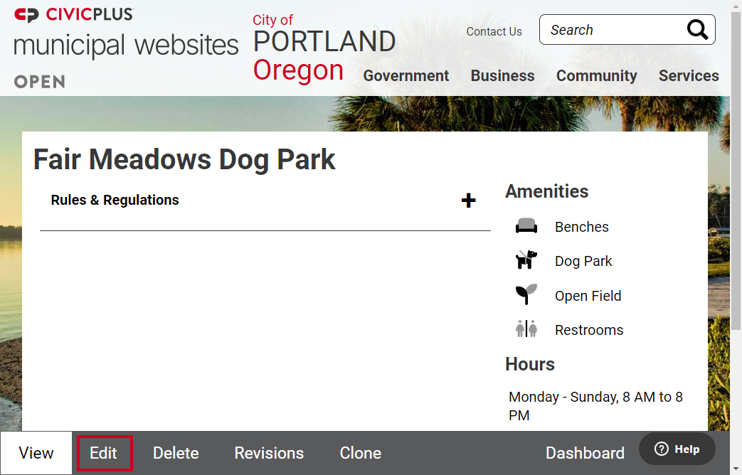 The button labeled Edit, at the bottom of the page, to the right of the View button.