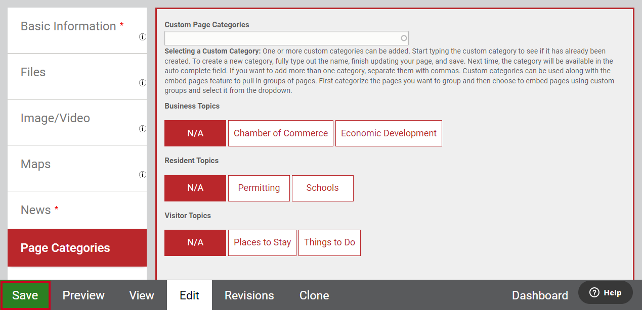 The button labeled Save in the bottom left corner of the page.