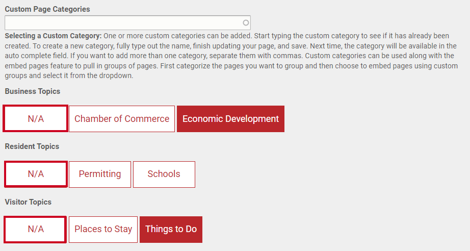 The button labeled N slash A, to the left of the Topic buttons.