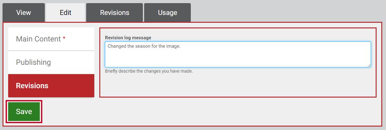 The button labeled save, below the left-hand navigation tabs.