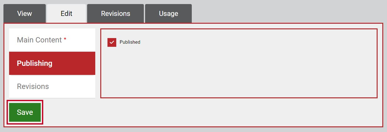 The button labeled Save below the left-hand navigation tabs.