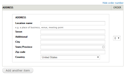 The text entry fields under the Address header.