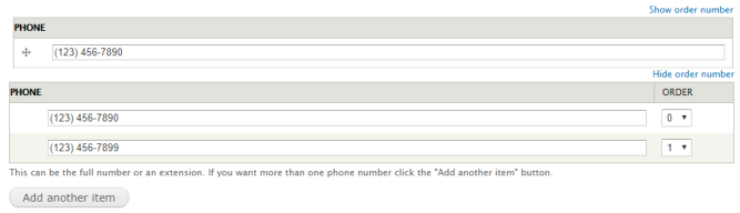 An example image of the Phone text entry fields.