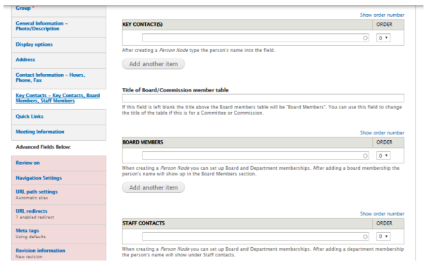 An example image of the Key Contacts tab.
