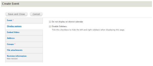 An example image of the Display options tab.