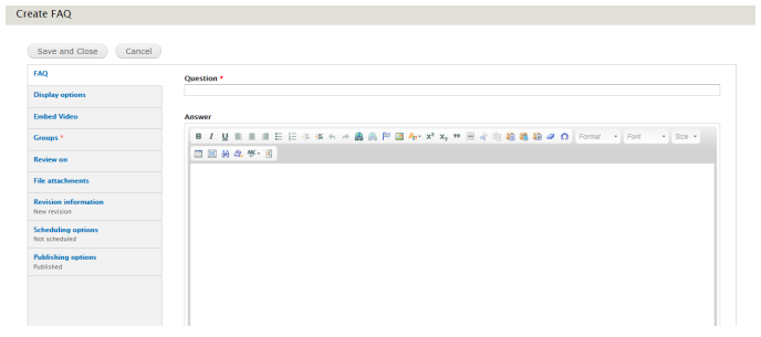 An example image of the F A Q tab.