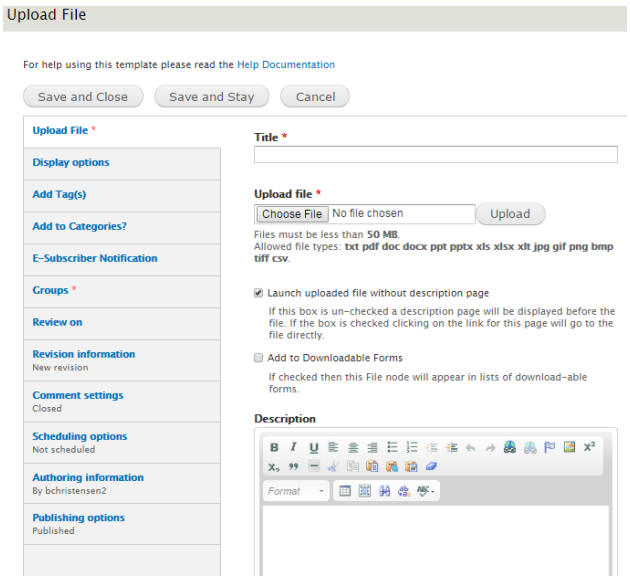 An example image of the Upload File tab.