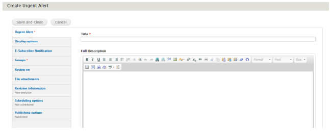 An example image of the Urgent Alert tab.